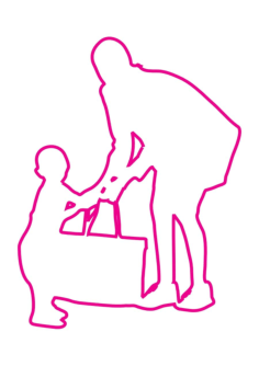Shoping Family Silhouette Kids Coloring Sketch, Free Vectors File